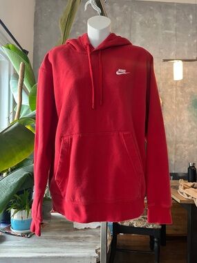 Nike Red Pullover Hoodie with Small Chest Logo